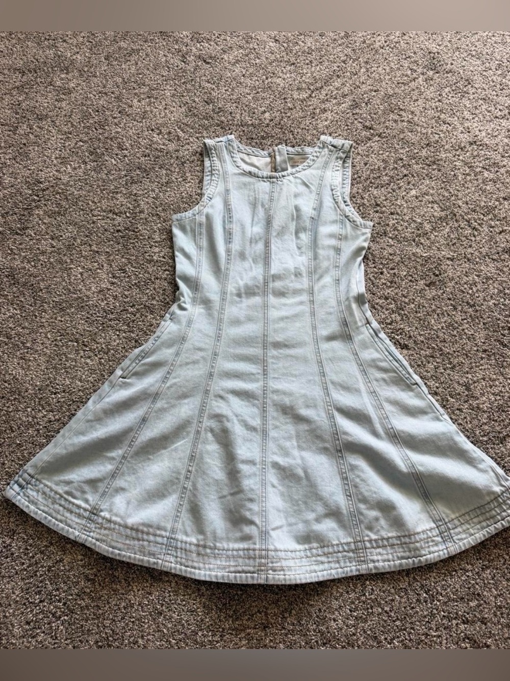 Free Assembly Sleeveless Light Blue Denim Fit-and-Flare Dress Size XS